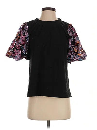 Pre-owned Thml Short Sleeve Blouse In Black