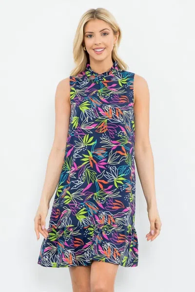 Thml Sleeveless Abstract Print Dress In Navy In Blue