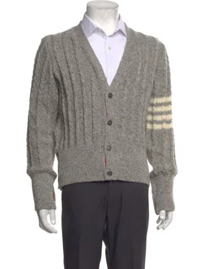 Pre-owned Thom Browne 2023 4-bar Cable Cardigan In Grey