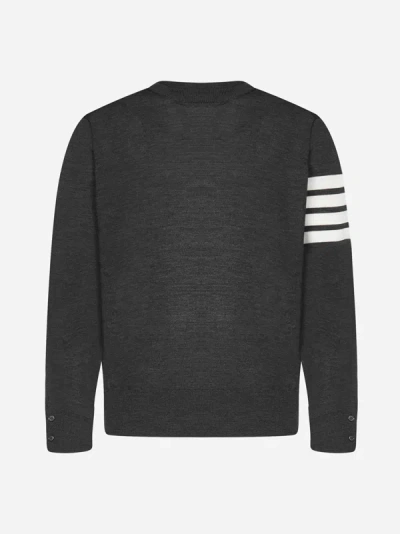 Thom Browne 4-bar Merino Wool Sweater In Dark Grey