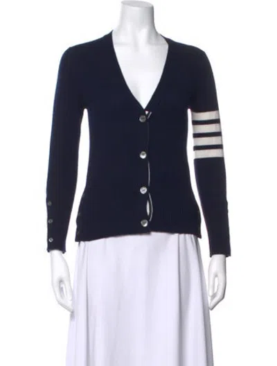 Pre-owned Thom Browne 4-bar Cardigan Cashmere Sweater In Blue