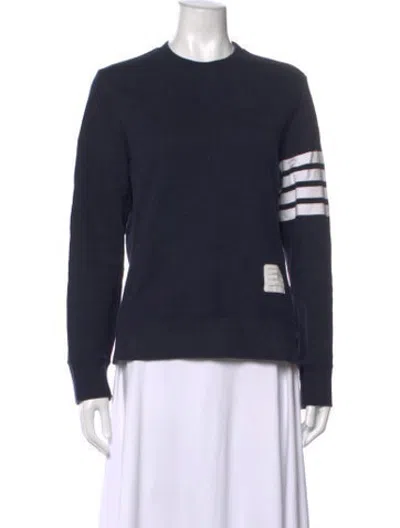 Pre-owned Thom Browne 4-bar Crew Neck Sweatshirt In Blue