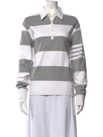 Pre-owned Thom Browne 4-bar Striped Polo In Grey