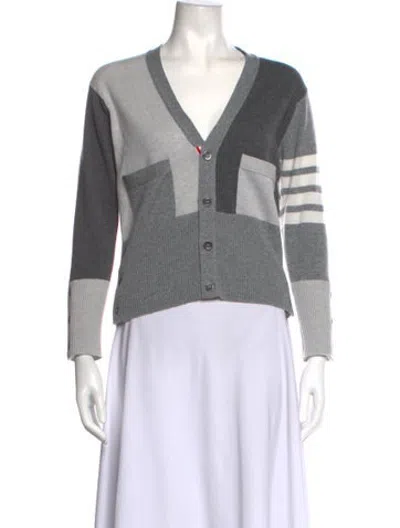 Pre-owned Thom Browne Cashmere Colorblock Pattern Sweater In Grey