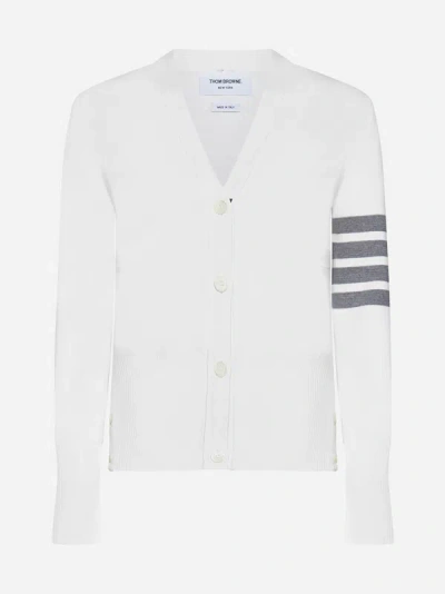 Thom Browne Cotton 4-bar Cardigan In White