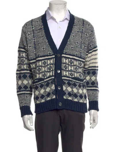 Pre-owned Thom Browne Fair Isle Wool Cardigan In Blue