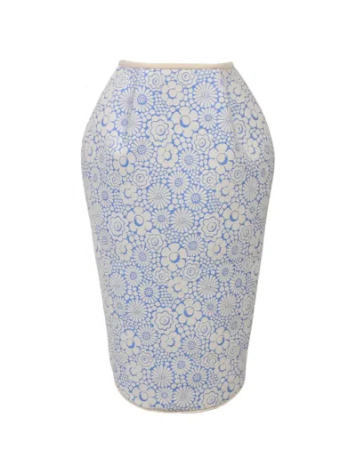 Pre-owned Thom Browne Floral-print Lantern Skirt In Neutral