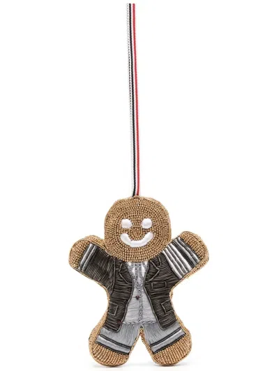 Thom Browne Gingerbread Man Embroidered Ornament In Brown