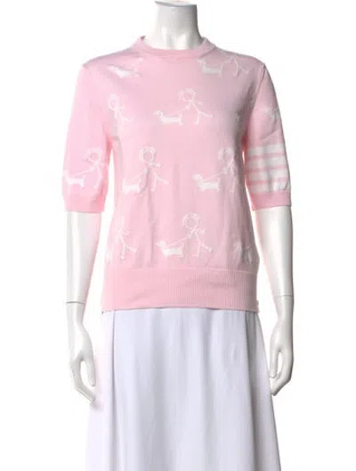 Pre-owned Thom Browne Hector Intarsia 4-bar Graphic Print Top In Pink