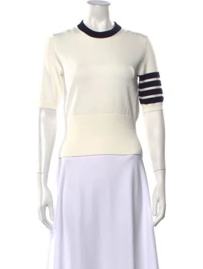 Pre-owned Thom Browne Hector Intarsia Striped Sweater W/ Tags In White