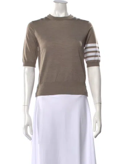 Pre-owned Thom Browne Jersey Stitch 4 Bar Virgin Wool Sweater In Brown