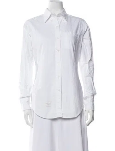 Pre-owned Thom Browne Long Sleeve Button-up Top In White