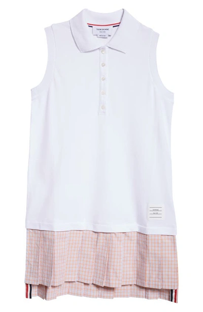 Thom Browne Mixed Media Sleeveless Minidress In White