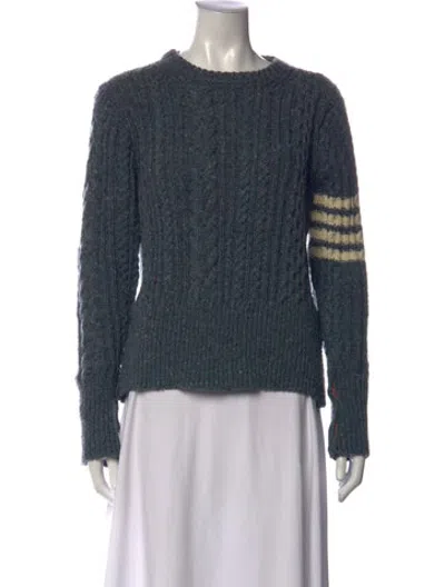 Pre-owned Thom Browne Mohair Tweed Pattern Sweater In Blue