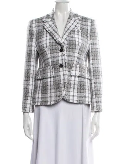 Pre-owned Thom Browne Plaid Print Blazer In Grey