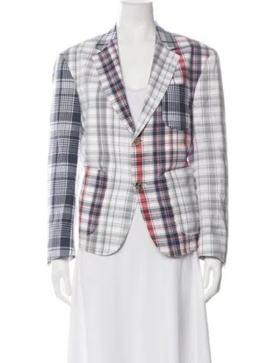 Pre-owned Thom Browne Plaid Print Blazer W/ Tags In White