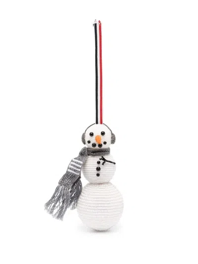 Thom Browne Snowman Embroidered Ornament In 白色