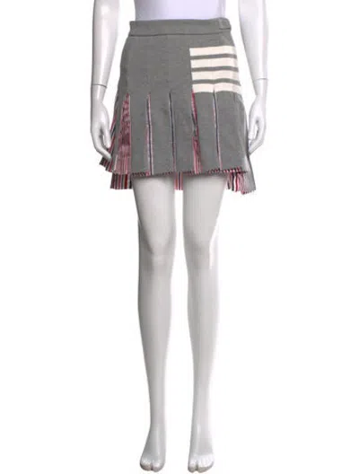 Pre-owned Thom Browne Striped Mini Skirt In Grey