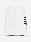 Thom Browne Tipping Pleated Wrap Mini Skirt In White