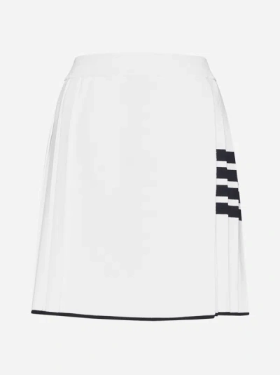 Thom Browne Tipping Pleated Wrap Mini Skirt In White