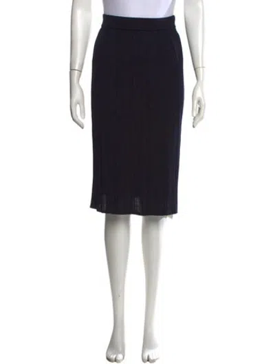 Pre-owned Thom Browne Virgin Wool Midi Length Skirt In Blue