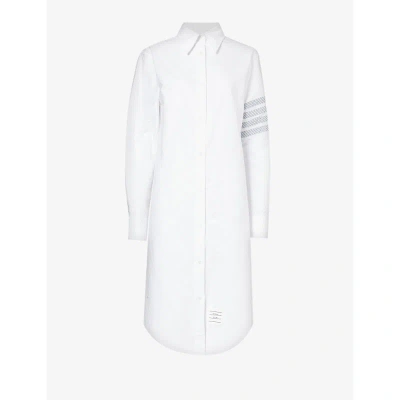Thom Browne Womens White Four-bar Relaxed-fit Cotton Shirt Dress