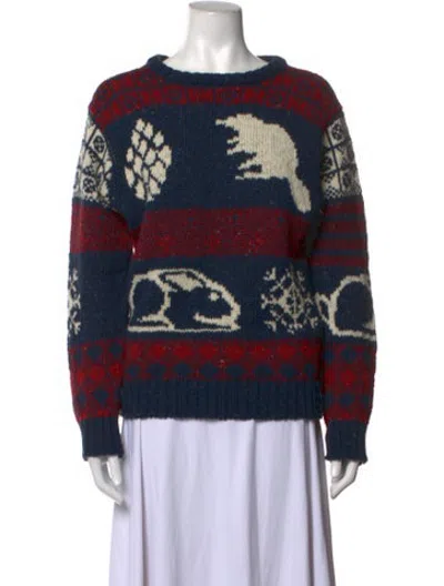 Pre-owned Thom Browne Wool Graphic Print Sweater In Blue