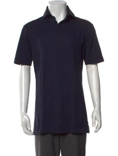 Pre-owned Thom Sweeney Collar Short Sleeve Polo Shirt In Blue