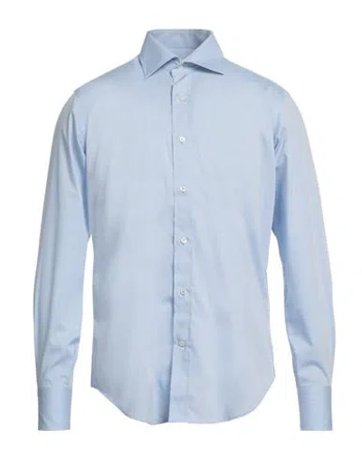 Thomas Reed Man Shirt Azure Size 15 ¾ Cotton, Elastane In Blue