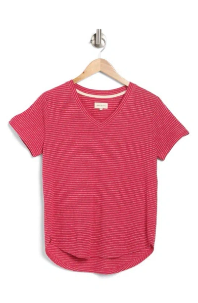 Thread & Supply Delta V-neck T-shirt In Magenta Stripe