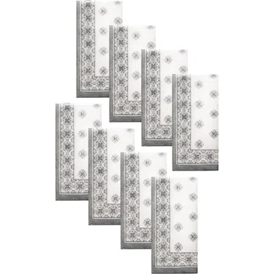 Threadmade Amani Tile Napkin Set Of 8 In White