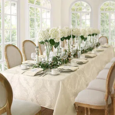 Threadmade Barcelona Jacquard Damask Tablecloth In Neutral