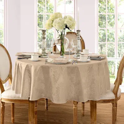 Threadmade Barcelona Jacquard Damask Tablecloth In Neutral