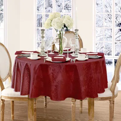 Threadmade Barcelona Jacquard Damask Tablecloth In Red