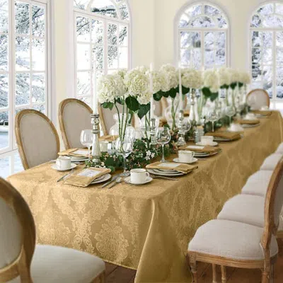 Threadmade Barcelona Jacquard Damask Tablecloth In Neutral
