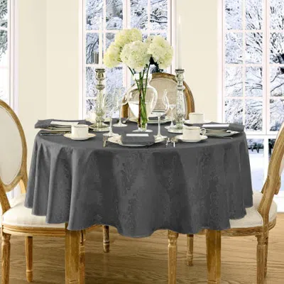 Threadmade Barcelona Jacquard Damask Tablecloth In Gray