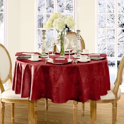 Threadmade Barcelona Jacquard Damask Tablecloth In Red