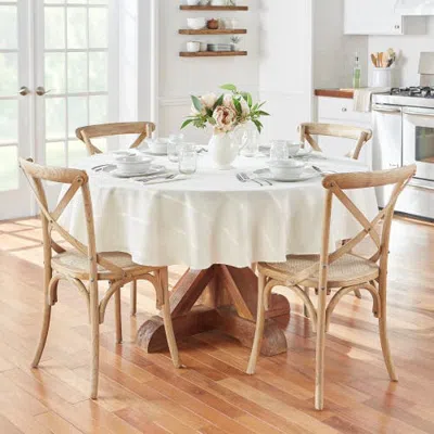 Threadmade Elegance Plaid Jacquard Tablecloth In Neutral