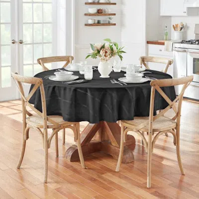 Threadmade Elegance Plaid Jacquard Tablecloth In Black
