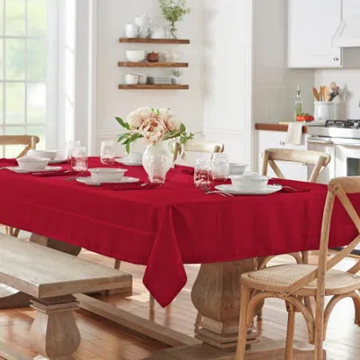 Threadmade Elegance Plaid Jacquard Tablecloth In Red