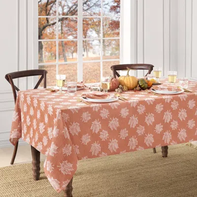 Threadmade Falling Leaves Jacquard Tablecloth In Brown