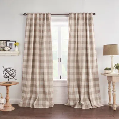Threadmade Grainger Buffalo Check Blackout Window Curtain Panel In Linen