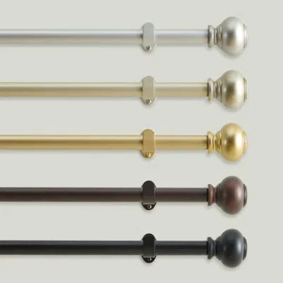 Threadmade Greenwich Single Curtain Rod With Spherical Ball Finial In Multi