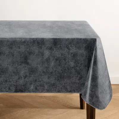 Threadmade Mesa Marble Printed Vinyl Indoor/outdoor Tablecloth In Black