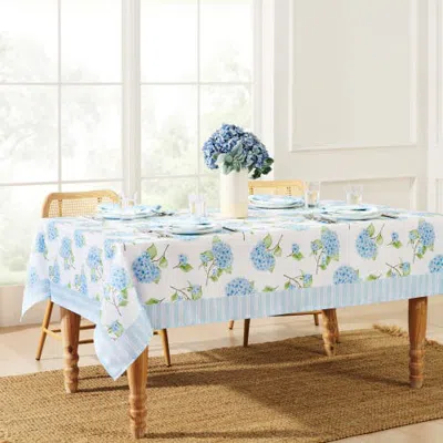 Threadmade Nantucket Hydrangea Garden Tablecloth In Blue