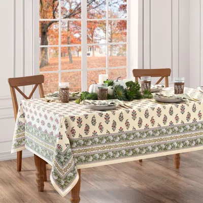 Threadmade Nomad Harvest Block Print Rectangle Tablecloth In Multi