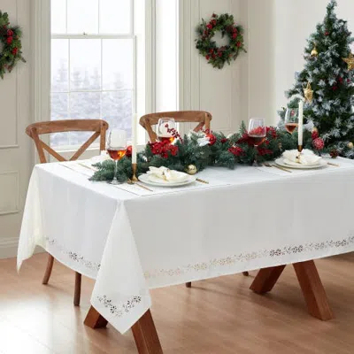 Threadmade Poinsettia Noel Laser Cut Tablecloth In Multi