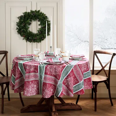 Threadmade Poinsettia Plaid Jacquard Plaid Tablecloth In Multi