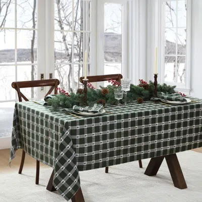 Threadmade Sherwood Tree Dobby Rectangle Tablecloth In Green