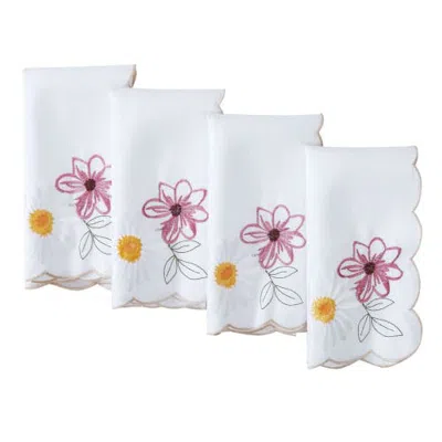 Threadmade Sunflower And Daisies Napkins Set Of 4 In Multicolor